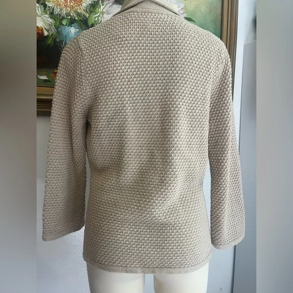 Liz Claiborne KNIT 100% COTTON Tan Women's Cardigan Button clasp closure. - Picture 3 of 9